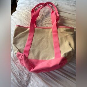 Old navy pink and white canvas tote